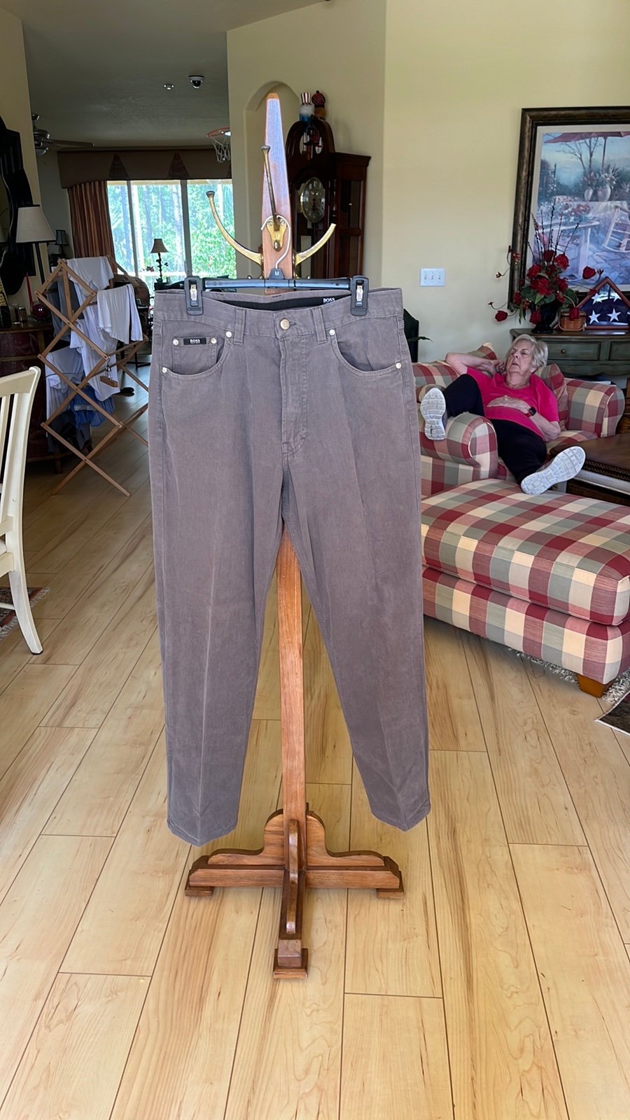 Boss Hugo Boss Alabama corduroy grey men’s pants 34 x 31”