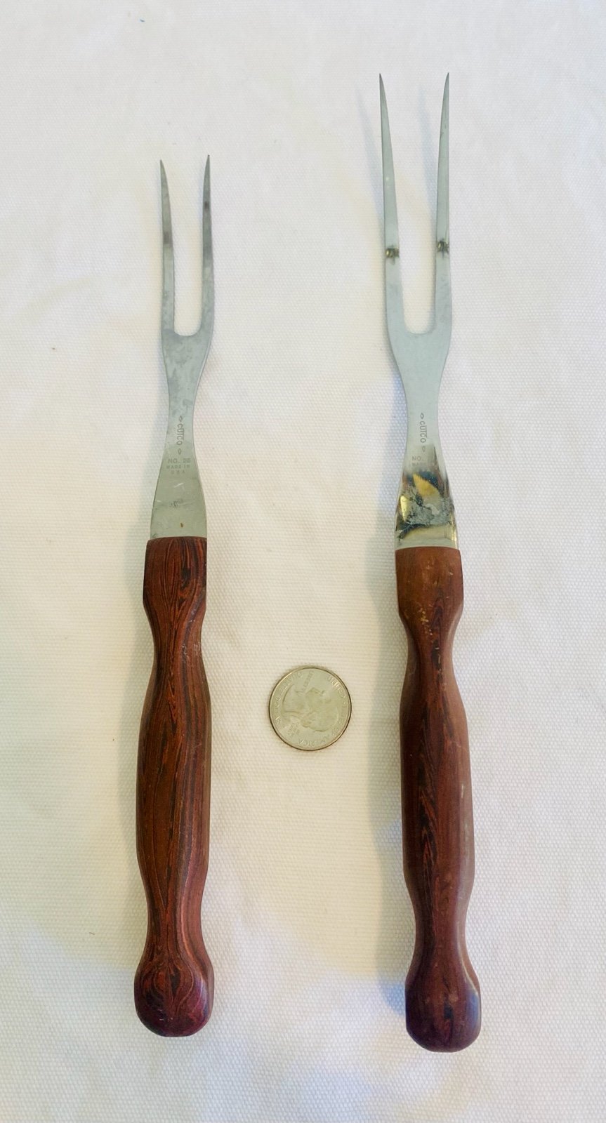 Cutco #26 & #27 turning forks wood handles