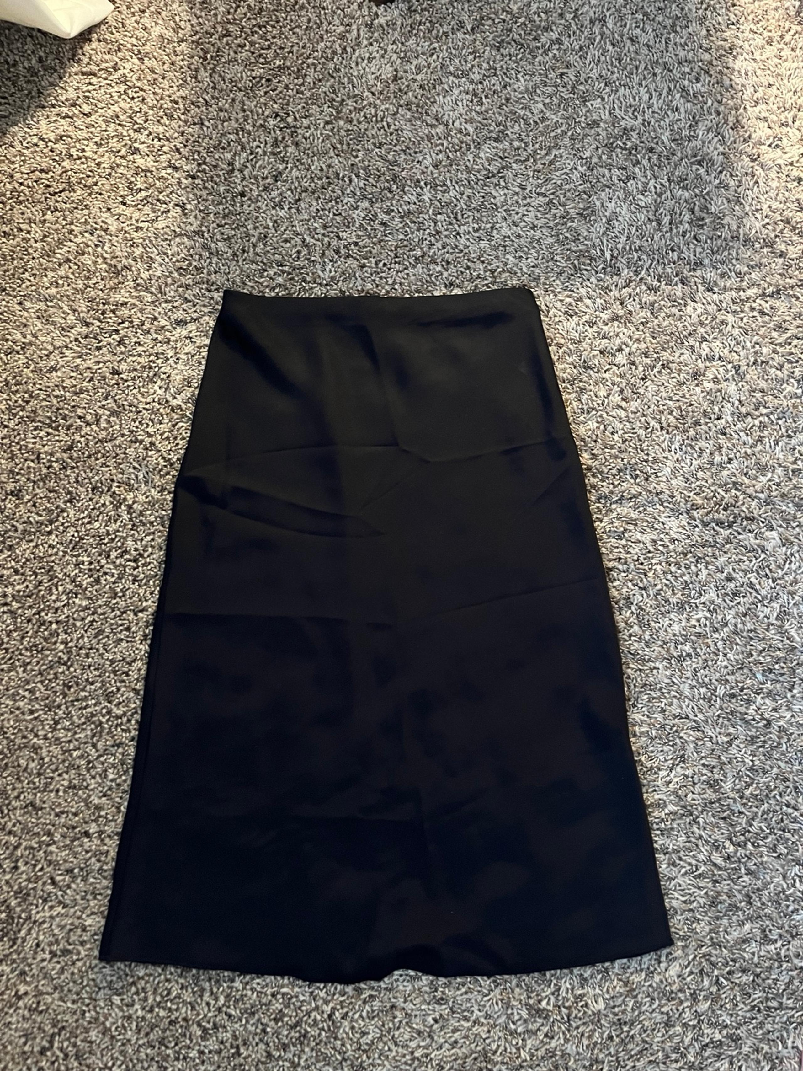 Midi Satin Black Skirt Nine West
