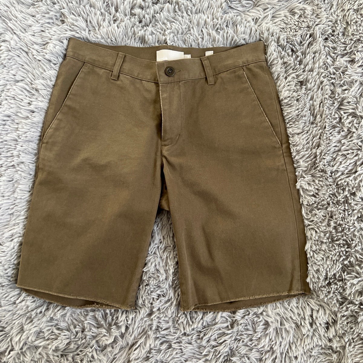 Vince Men Green Slim Fit Cotton Chino Cut Off Raw Hem Casual Short sz 28