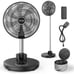Oscillating Standing Fan, 12 Foldable Portable Fan with 12000mAh Rechargeable B