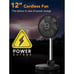Oscillating Standing Fan, 12 Foldable Portable Fan with 12000mAh Rechargeable B