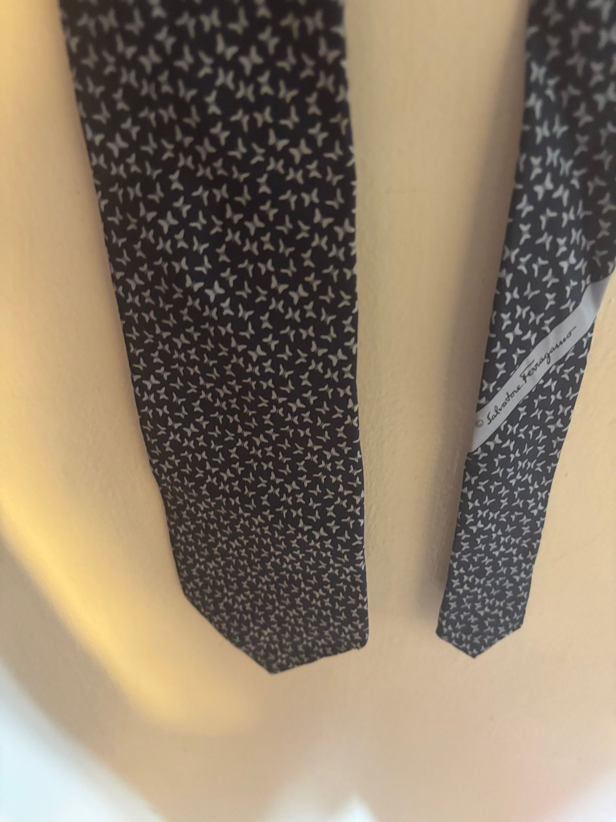 Salvatore Ferragamo logo dress suit tie butterfly design neckwear accessory