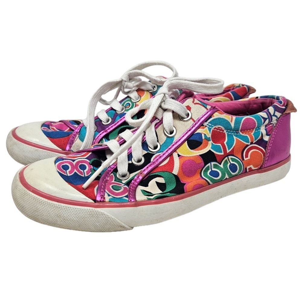 Coach Poppy Barrett 7 Sneaker Logo Preppy Casual Multicolor Pink Y2K Low Top