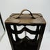 Vintage Rustic Wood Leather Straps Brown Solid Wine Rack 6 Bottles Primitive