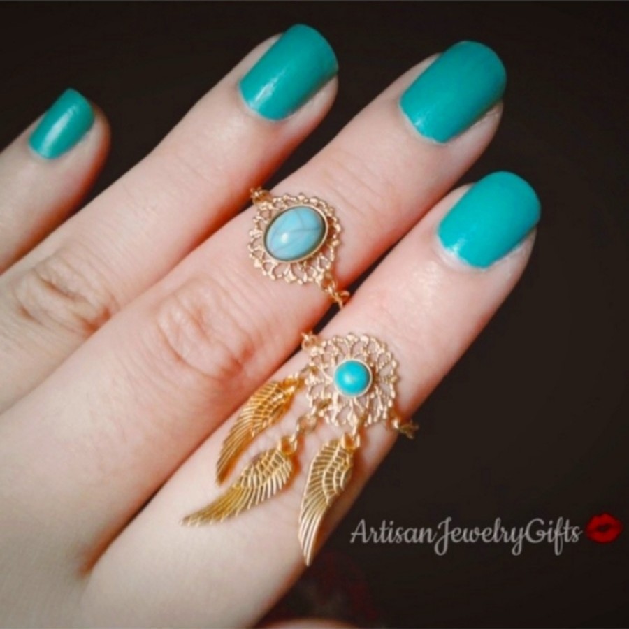Boho Chic Dreamcatcher Rings Set
