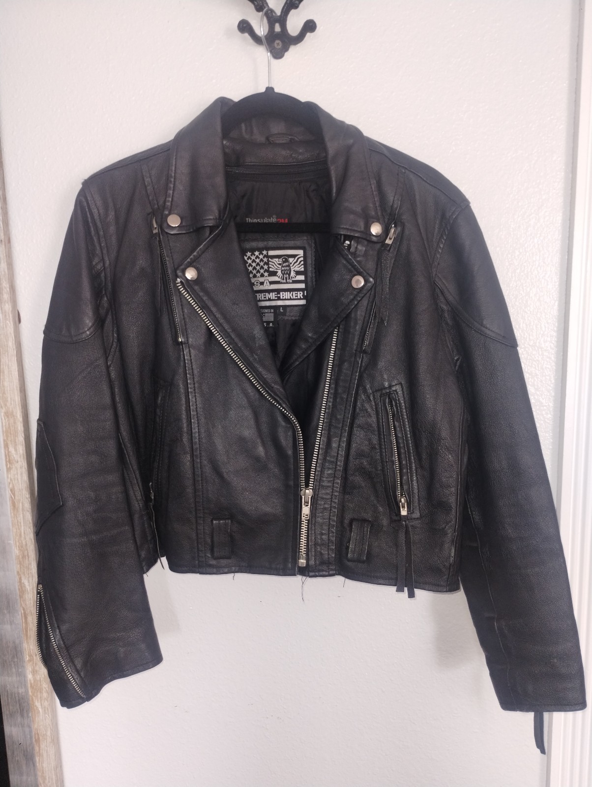 Vintage leather motorcycle jacket