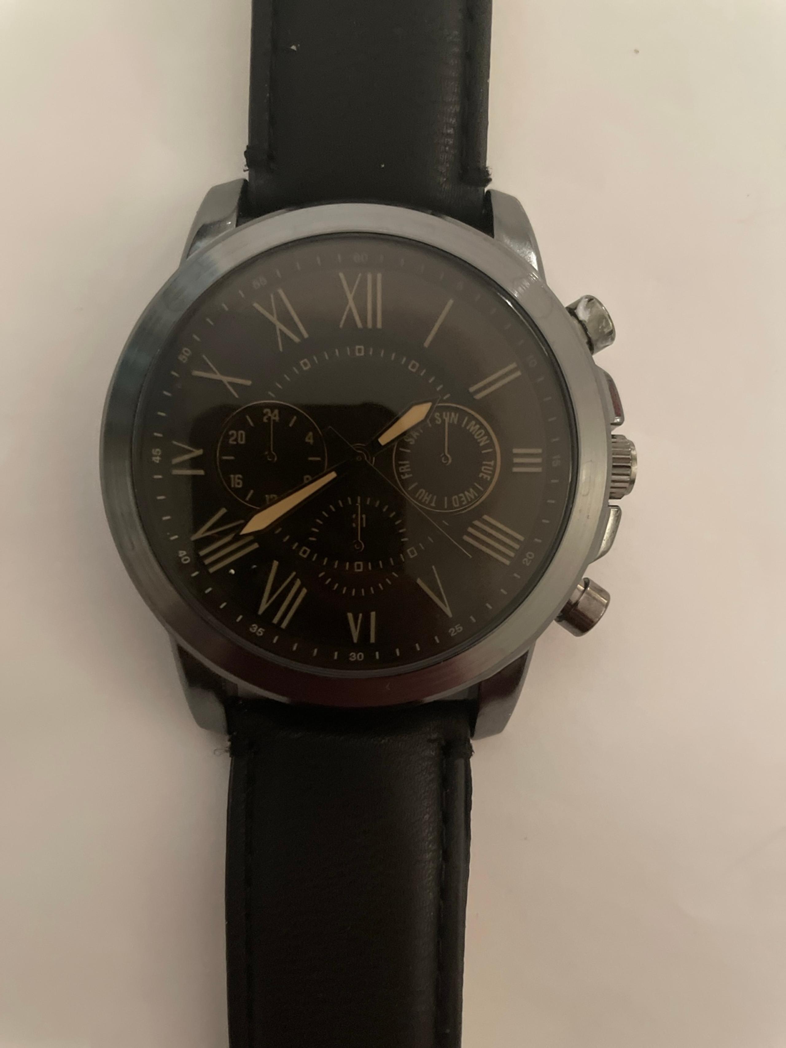 George watch in black with gunmetal case