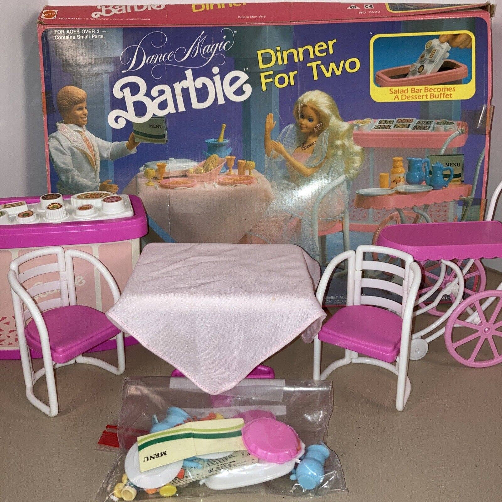 Mattel Dance Magic Barbie Dinner for Two Playset #7422 1990 Orig Box Incomplete