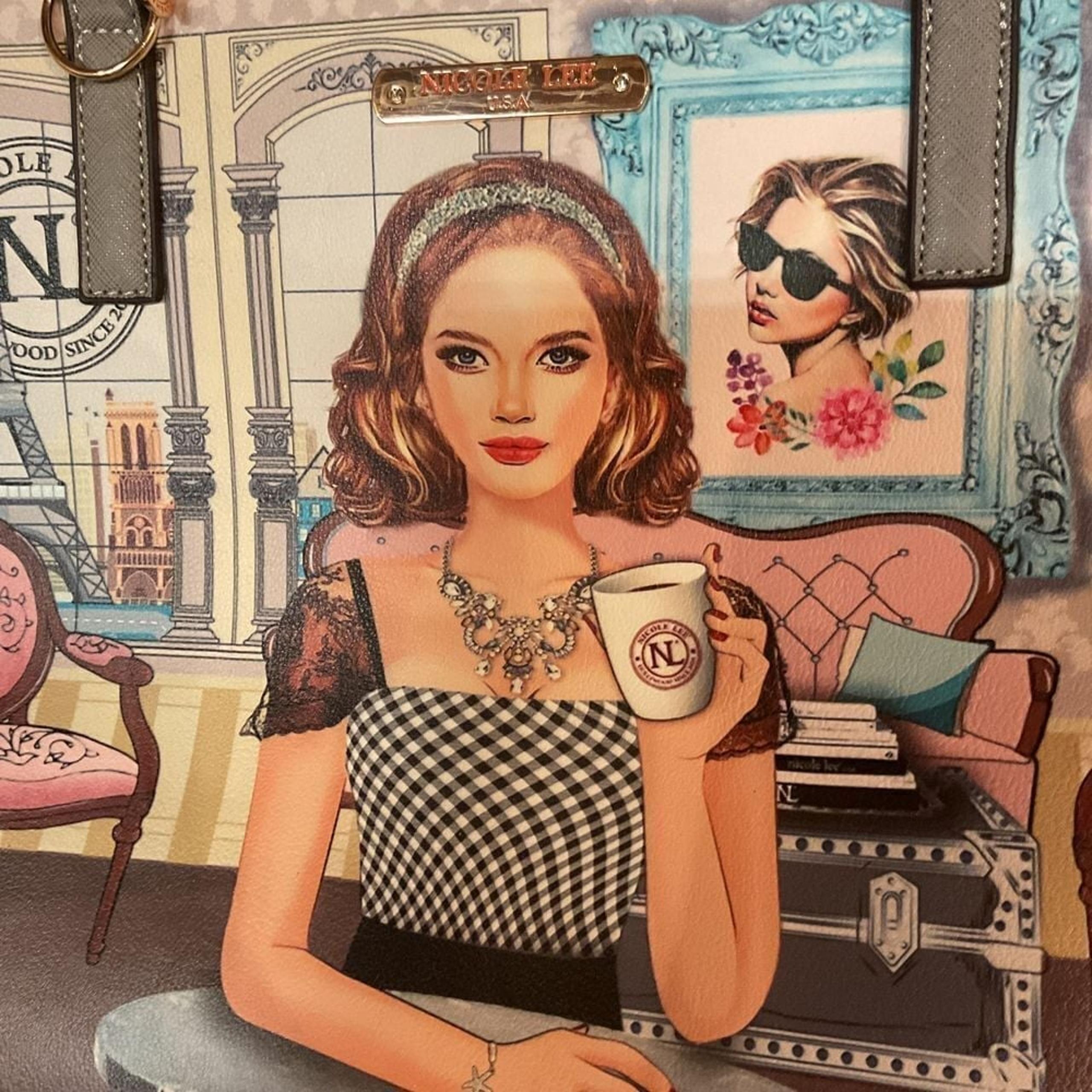 Nicole Lee Usa Ara Loves Mornings Coffee Tote Bag NWOT