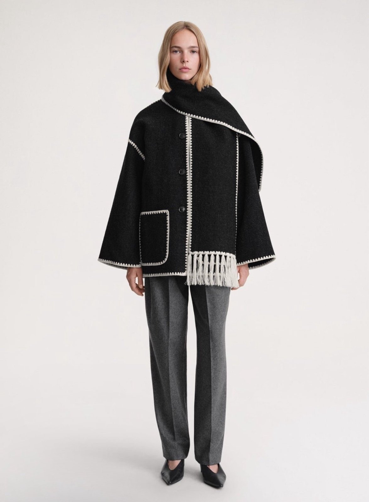 ToTEME Embroidered Scarf Jacket Melange.