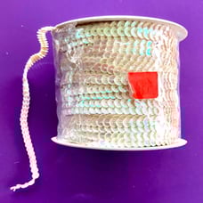 White Sequins Trim - 80 Yards of 6MM Roll of Iridescent