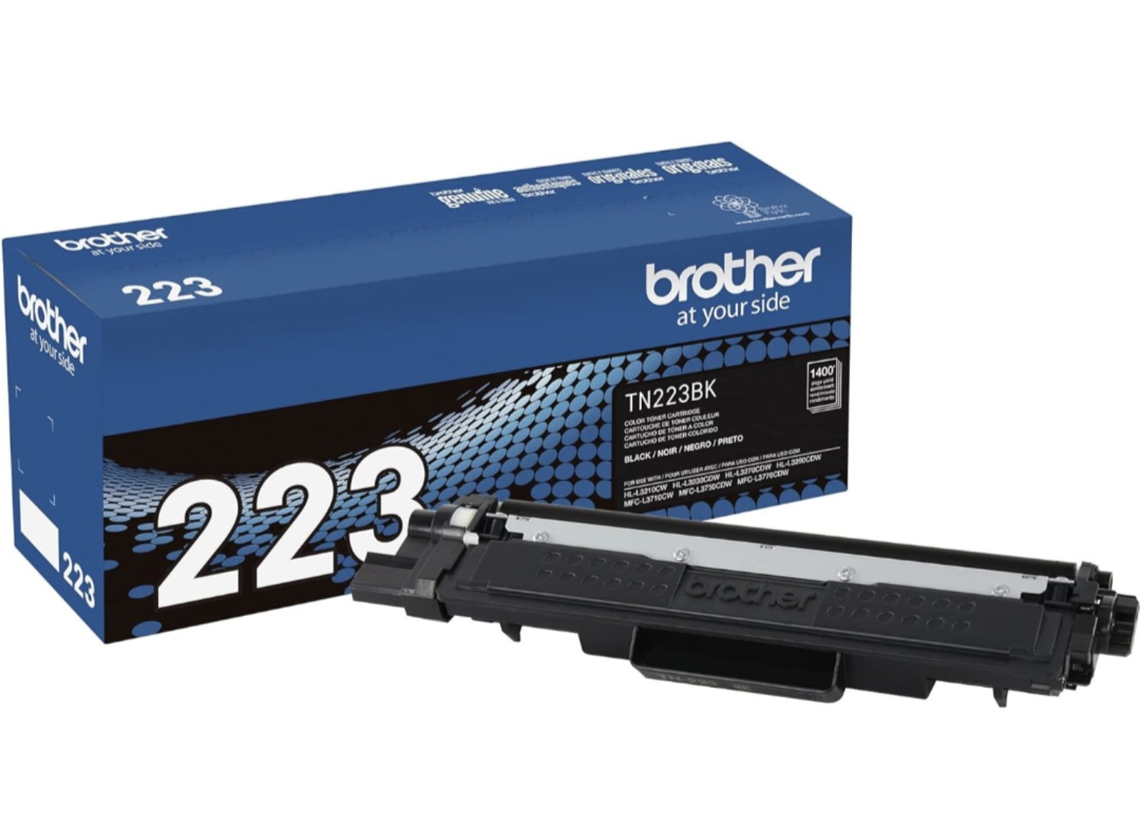 Brother Genuine TN223BK, Standard Yield Toner Cartridge, Replacement Black Toner