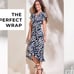 CAbi Perfect Wrap Dress Blue/White S #5955 EUC