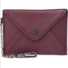 Aimee Kestenberg Ashley Leather Pouch Front Flap Snap Button Accent Chain Clip