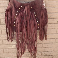JJ Winters Jessica Tote Purple Suede Fringe Bohemian Hippie Festival Grunge Bag