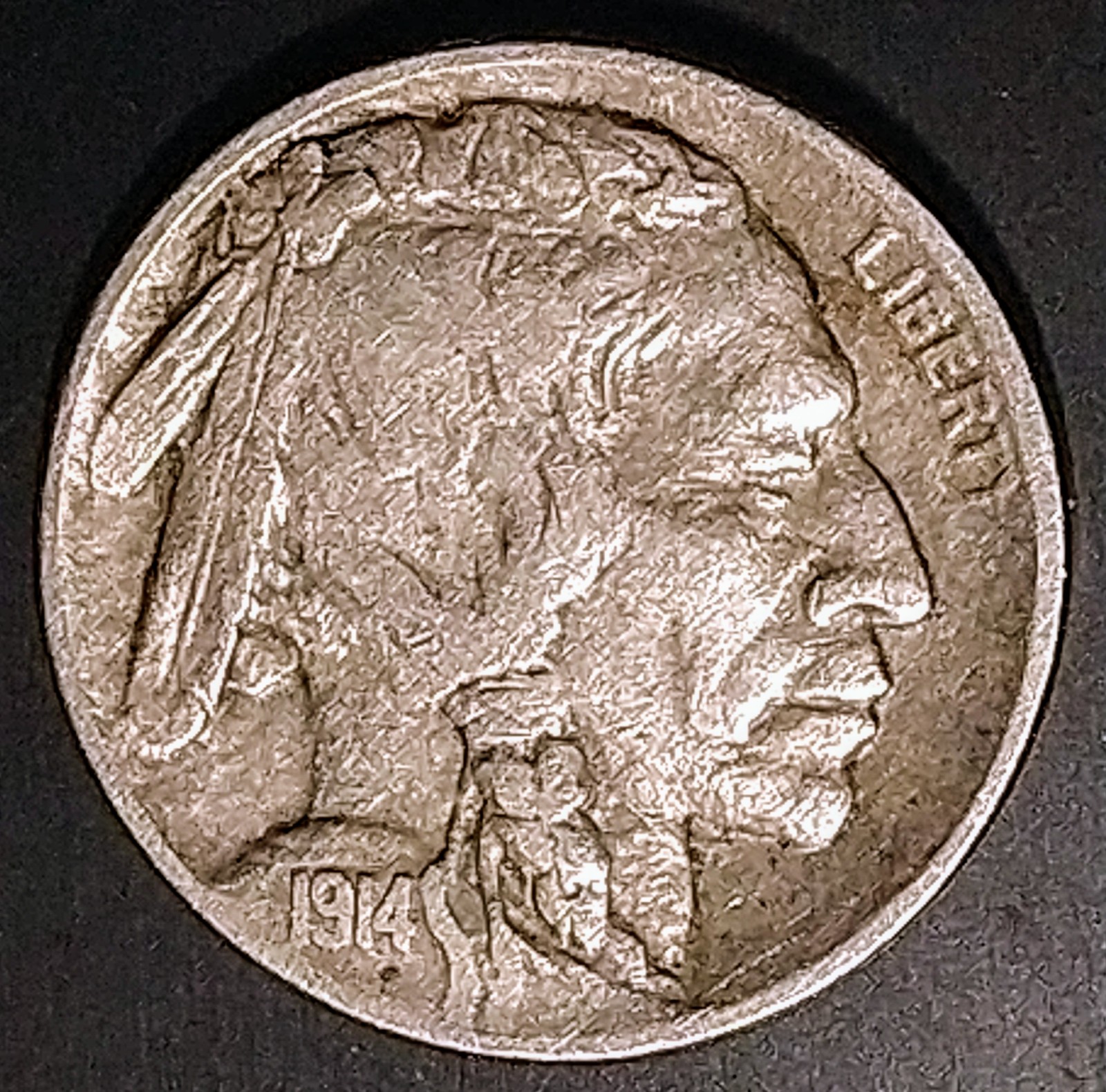 Choice oldie and Goodie 1914 Toned Buffalo Nickel 110 years old