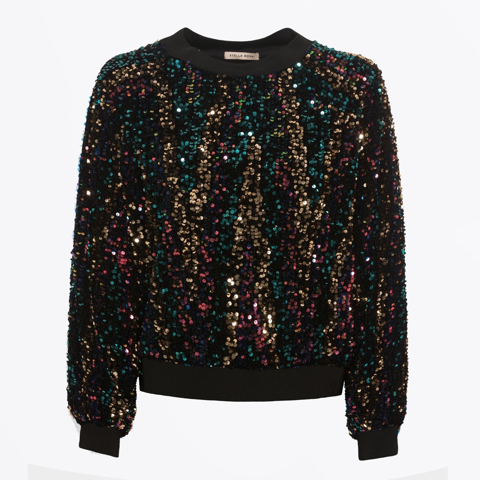 NWT Anthropologie Stella Nova Kinda Multicolored Sequin Sweatshirt Size 8 Bran