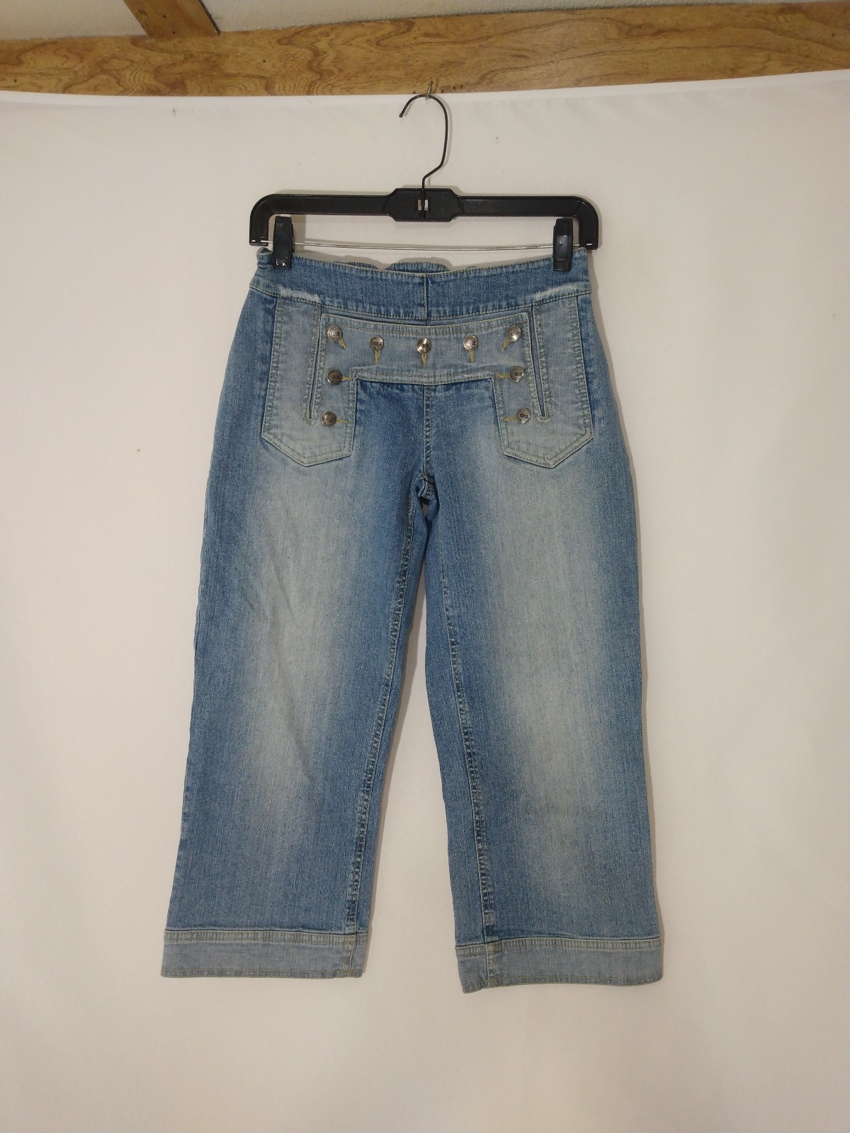 Womens Vintage BCBGirls Denim Wide Leg High Waist Jeans Capris Talon Sz 8 30x21