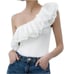 Zara One Shoulder Ruffle Bodysuit Stretch One Piece Top White (Size S)