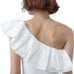 Zara One Shoulder Ruffle Bodysuit Stretch One Piece Top White (Size S)