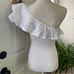 Zara One Shoulder Ruffle Bodysuit Stretch One Piece Top White (Size S)