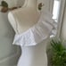 Zara One Shoulder Ruffle Bodysuit Stretch One Piece Top White (Size S)
