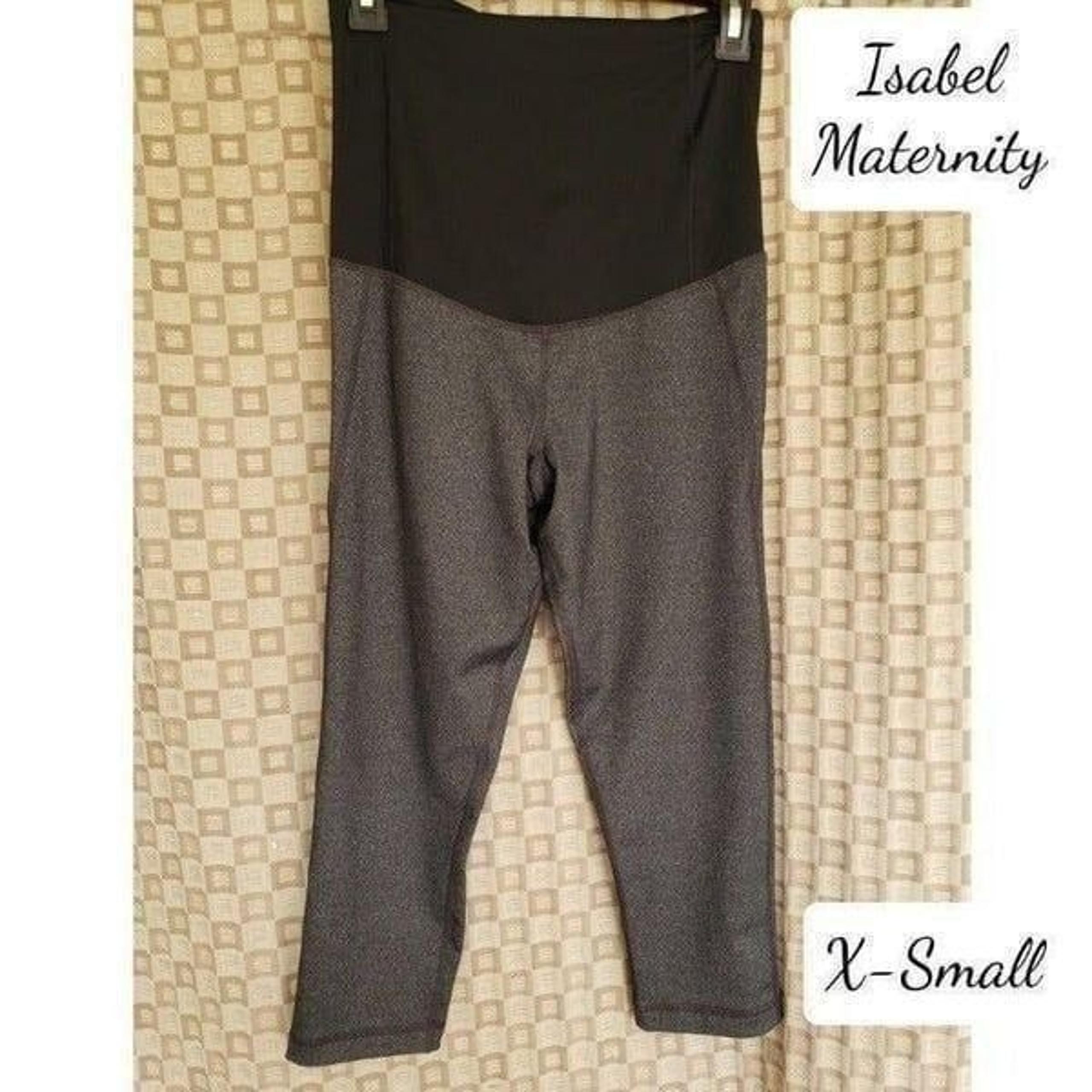 Women's Maternity Capri Workout Casual Crossover Panel Black New XS