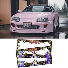 Brand New Universal 2PCS Anime Yu-Gi-Oh ABS Plastic Black License Plate Frame