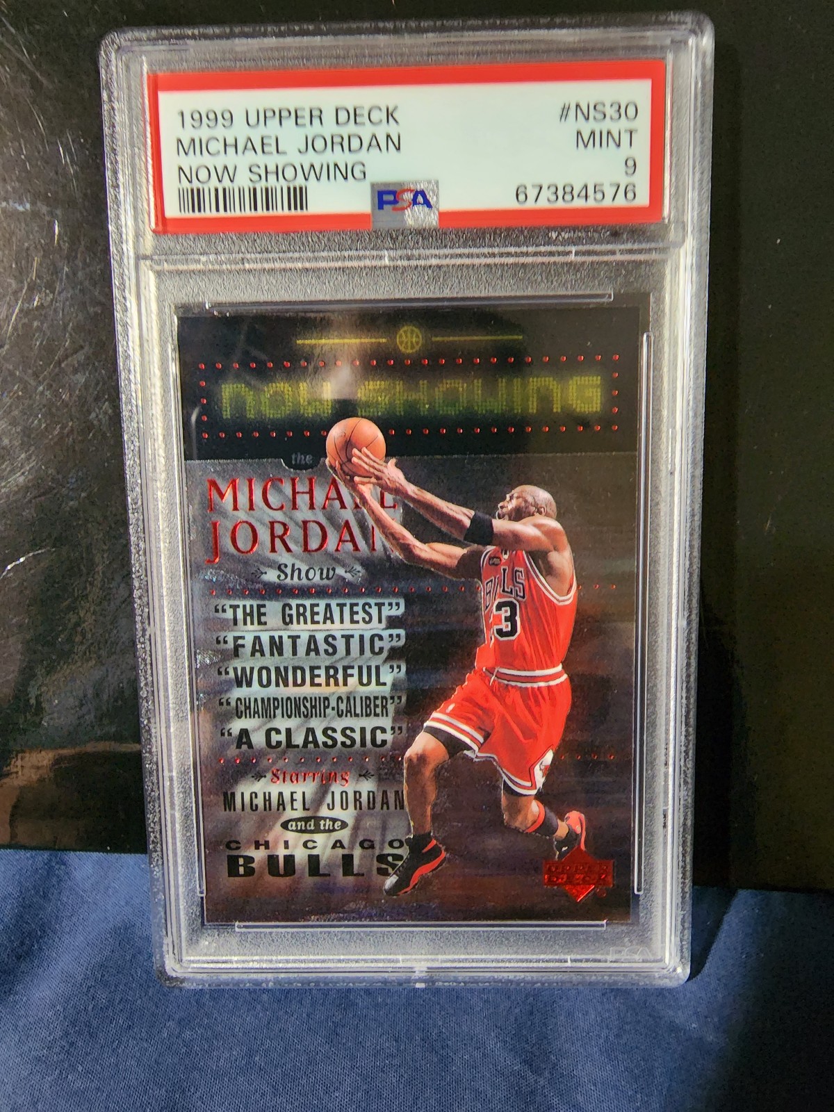 Michael Jordan 1999 bulls now showing insert psa9