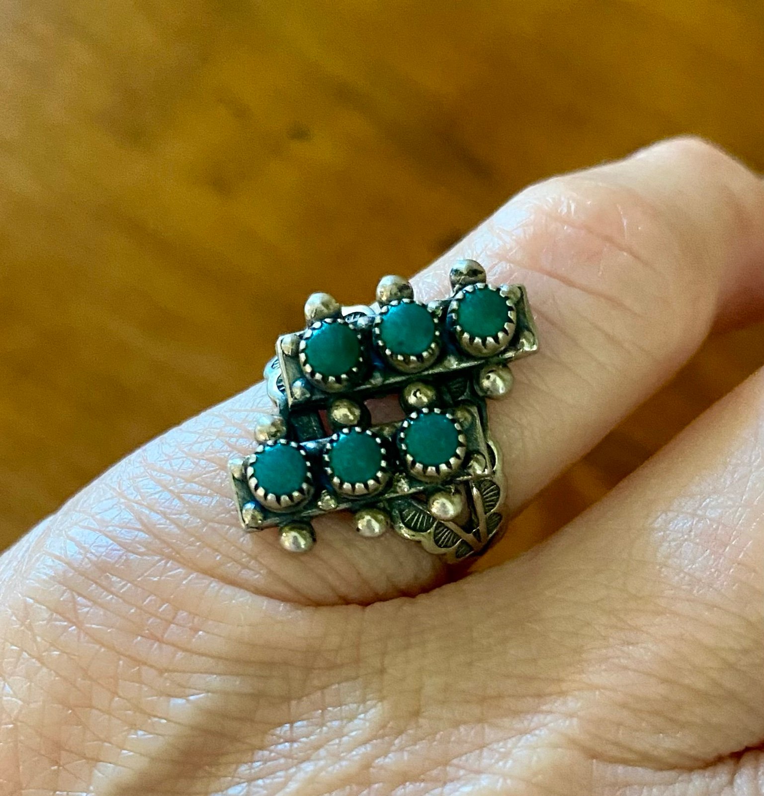 Vintage Fred Harvey Era Snake Eye Turquoise Ring size 3.5