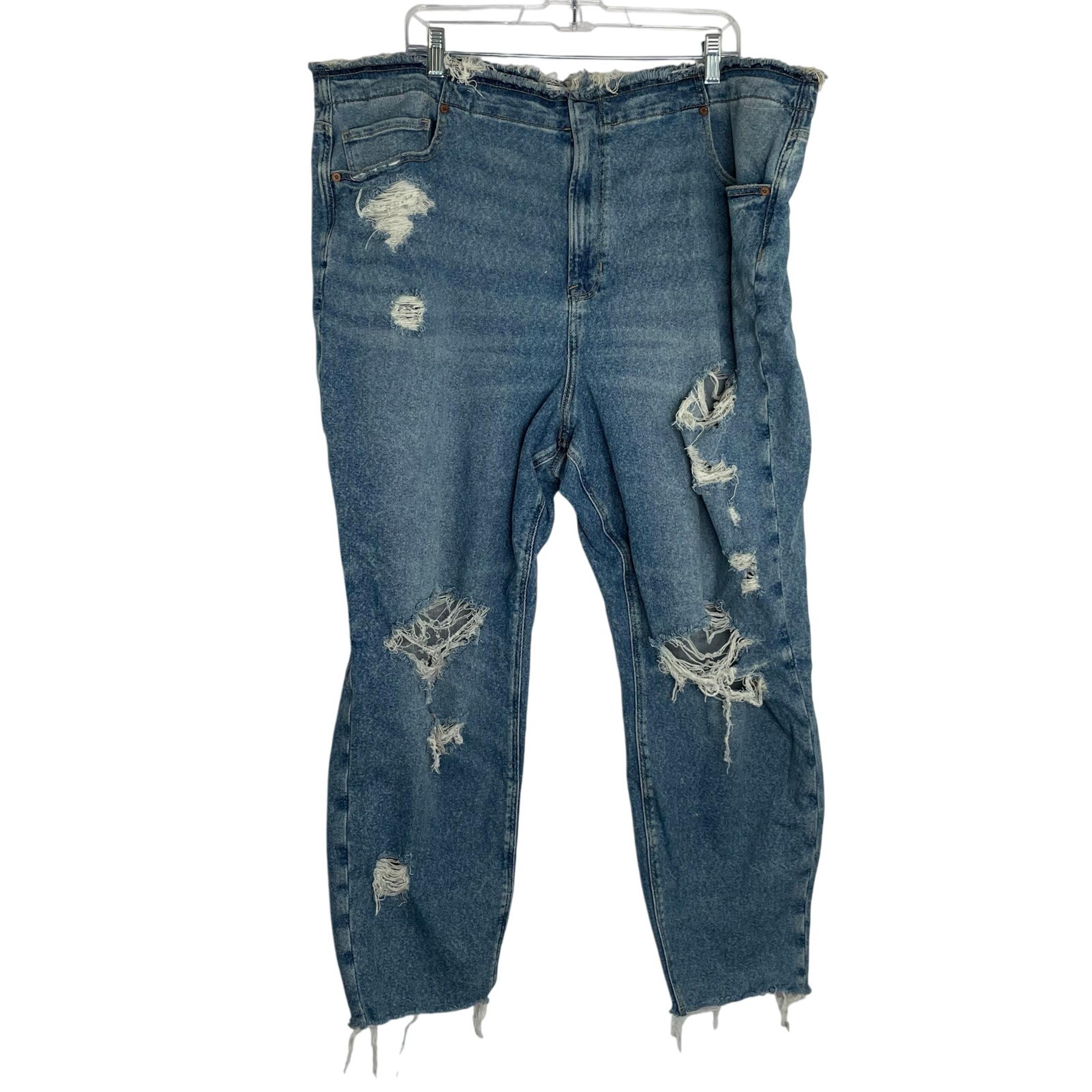 American Eagle Mom Jeans Stretchy Open Knee Distressed Women's Size 24