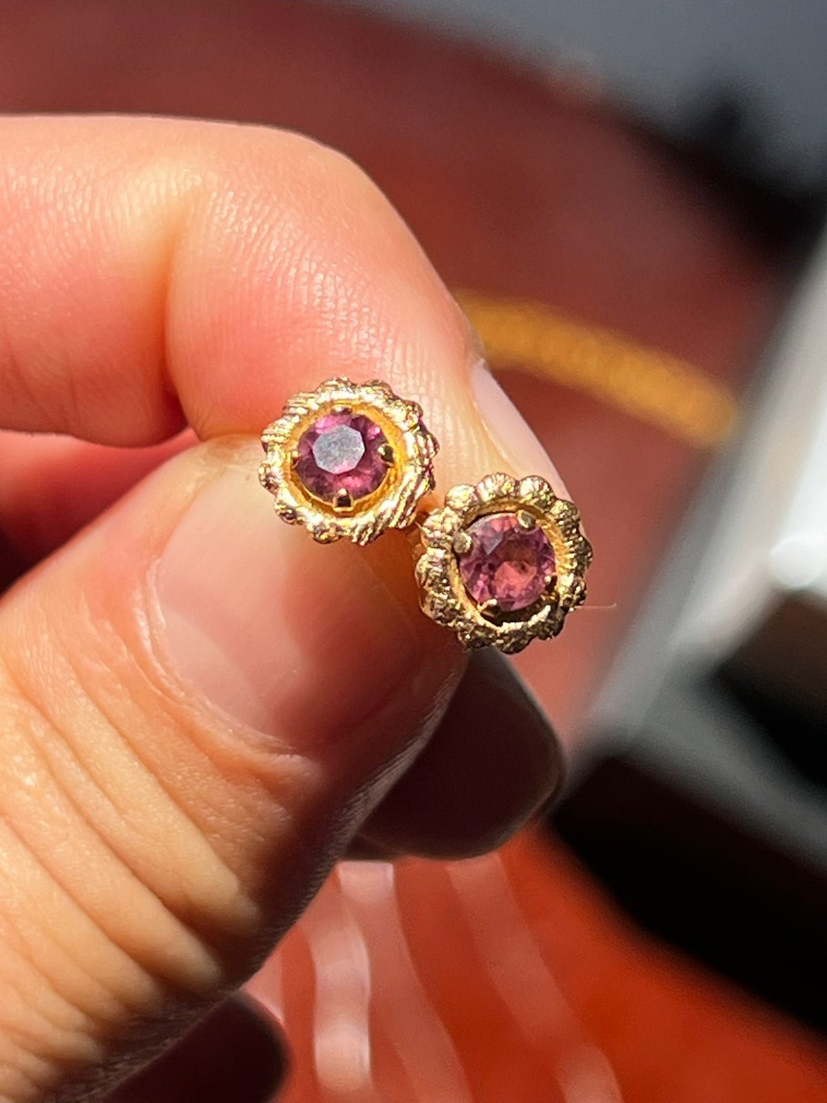 14k gold Pink Tourmaline earrings