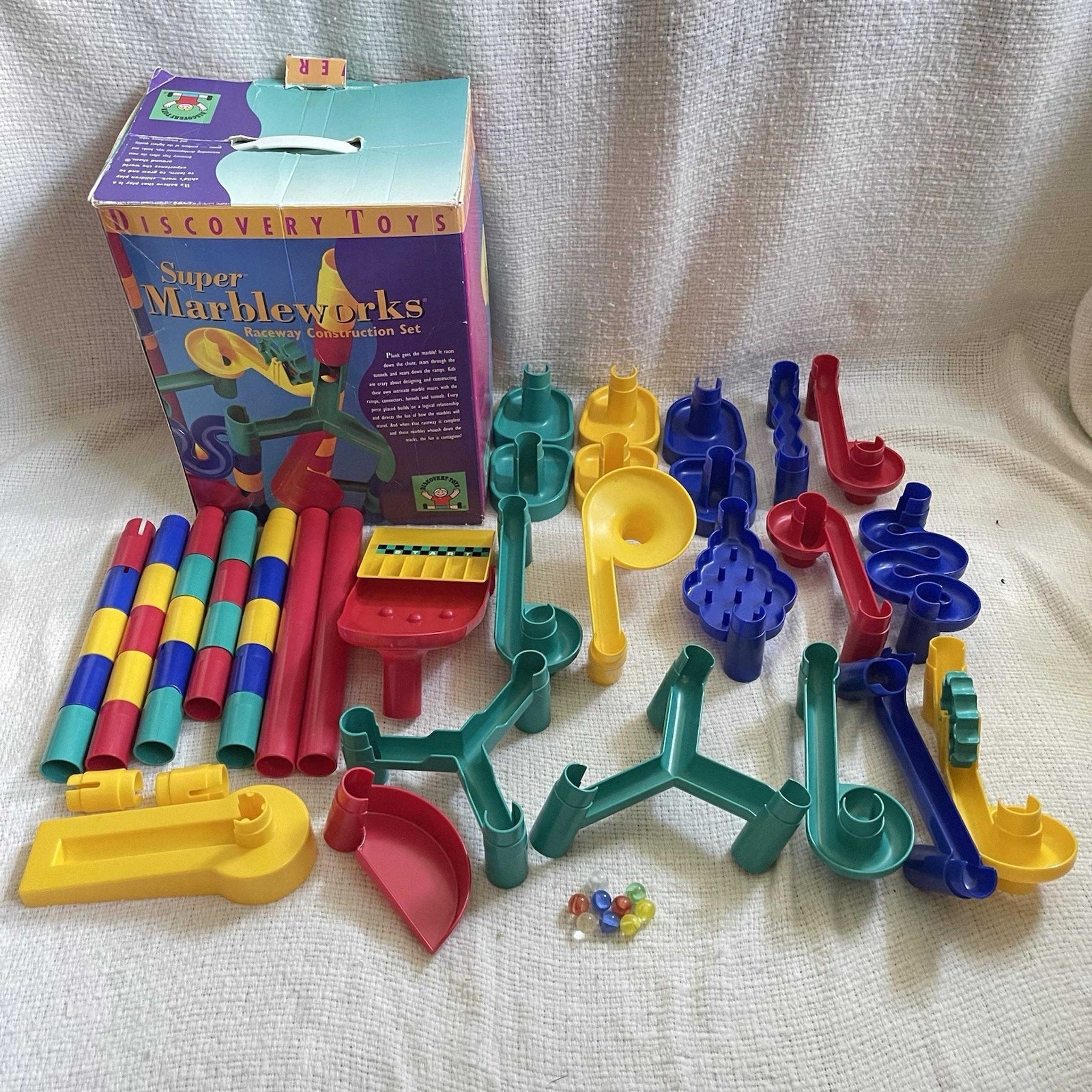 Vintage Discovery Toys Super Marbleworks Raceway Construction Build Set Complete