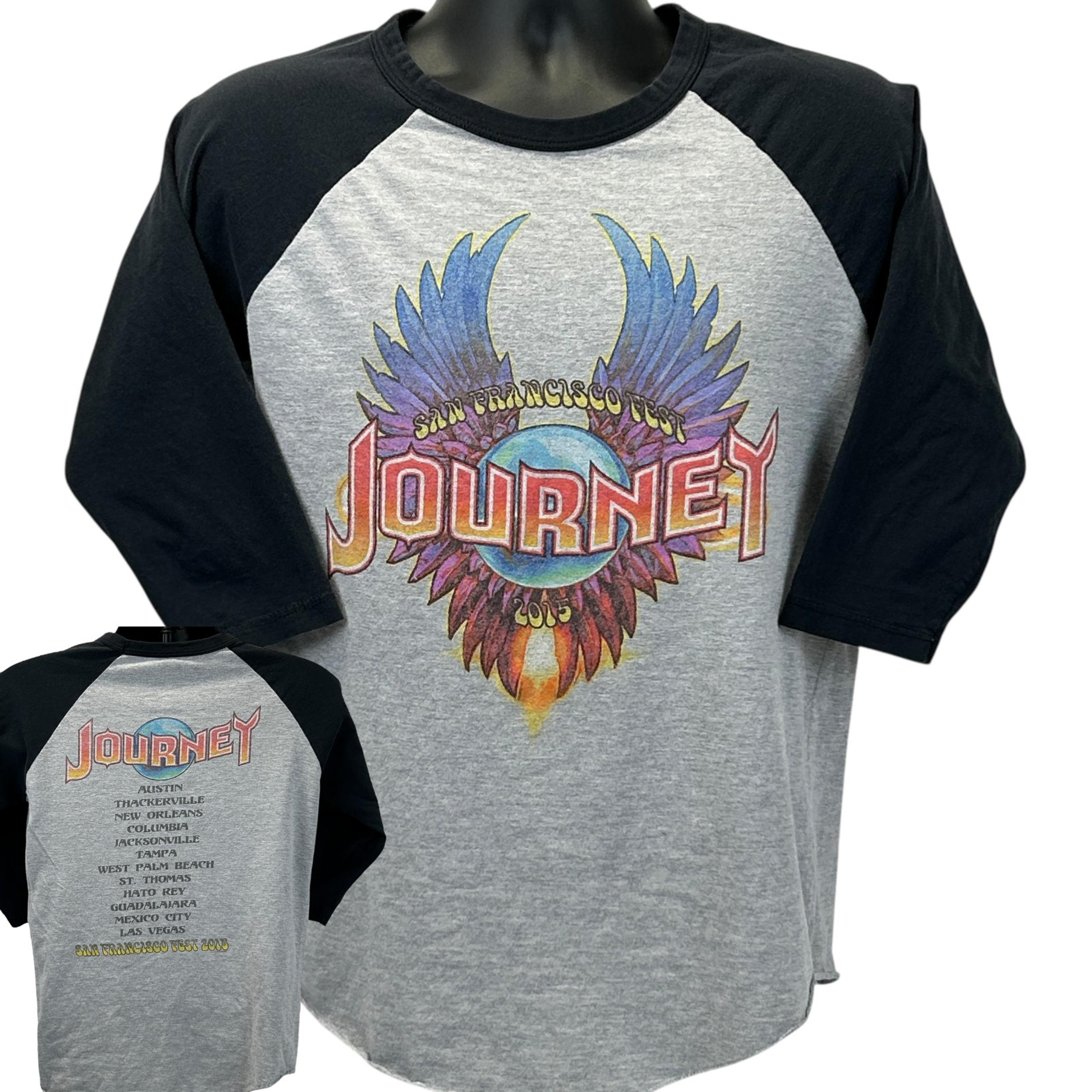 Journey San Francisco Fest 2015 Tour Raglan T Shirt Mens M Medium Gray Concert
