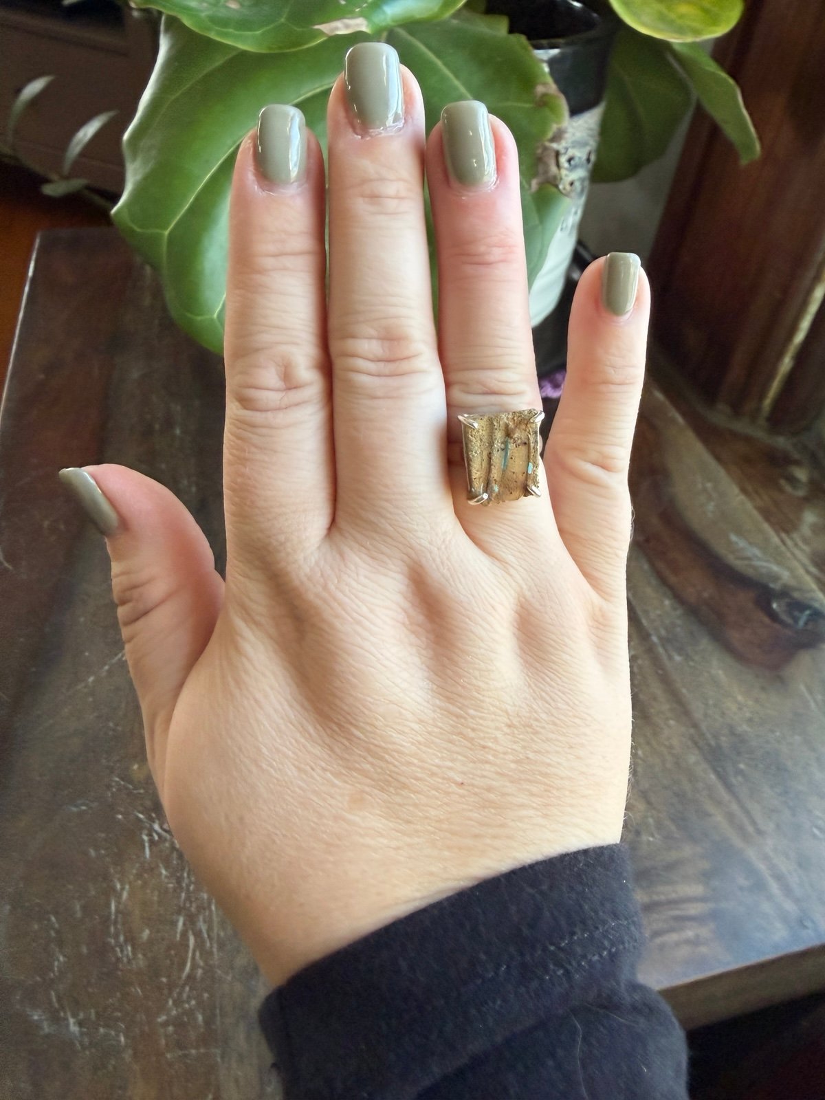 Stamped 925 Sterling Silver Ring Size 7 Raw Rough Royston Ribbon Turquoise