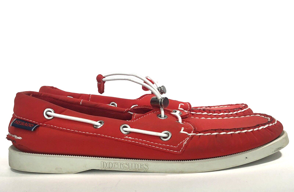 220 Sebago Docksides Boat Shoes Red Neoprene Deck Outdoor Womens Size 7.5M