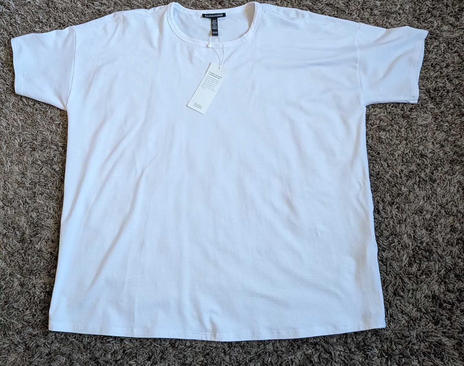 NWT Eileen Fisher White Crew Neck Boxy Tee Women's XXS