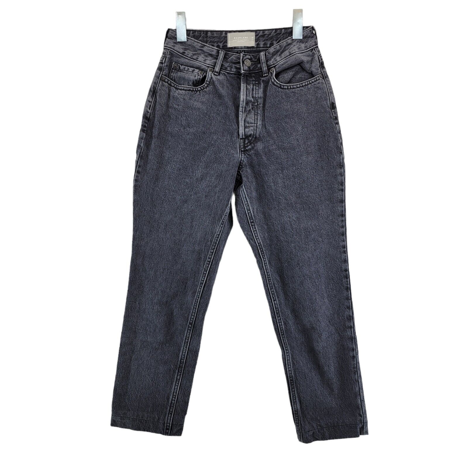 Everlane The Curvy 90's Cheeky Straight Jeans Cropped Size 25 Faded Black Cotton