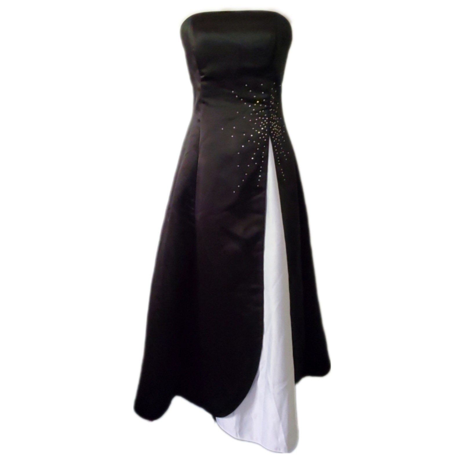 Vintage Prom Formal Black and White Sparkle Ball Gown Dress