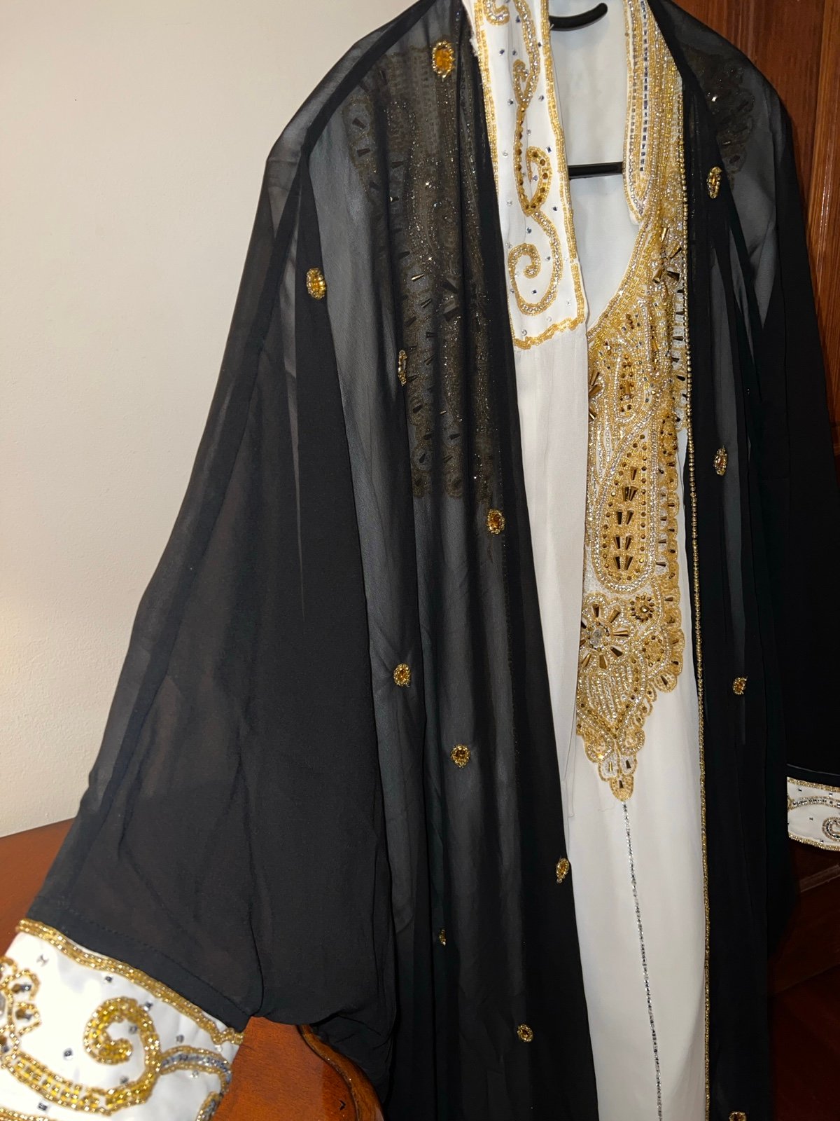 Black embroidered black two piece kaftan