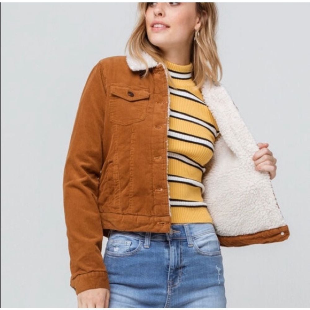 Ashley Sunrise Collection by 26 International Brown Corduroy Jacket Bomber L