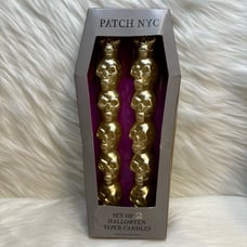Gold Skulls Candles Set Of 2