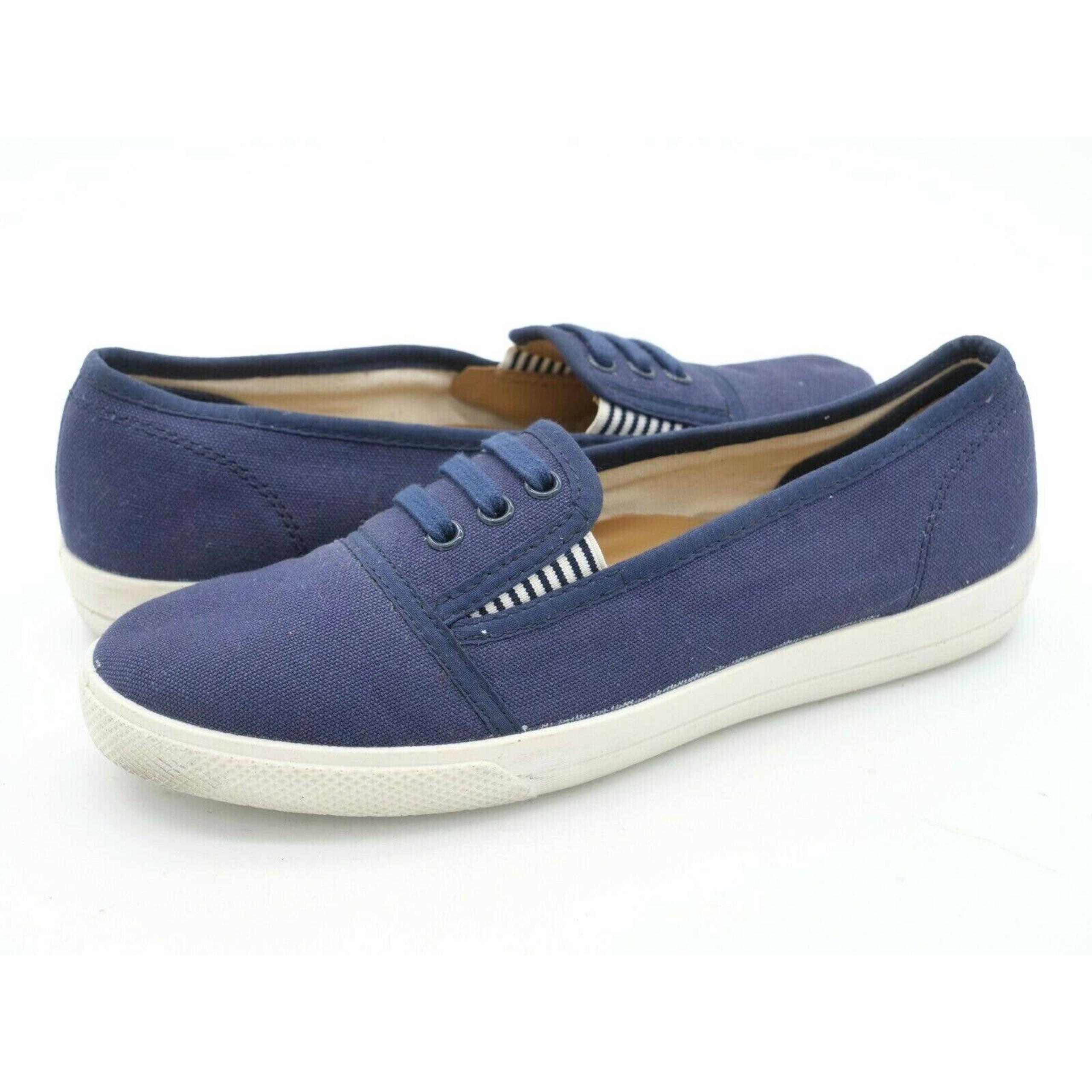 Hotter Shoes Womens 7 Blue Canvas Slip On Casual Essmy Flats Comfort Sneaker