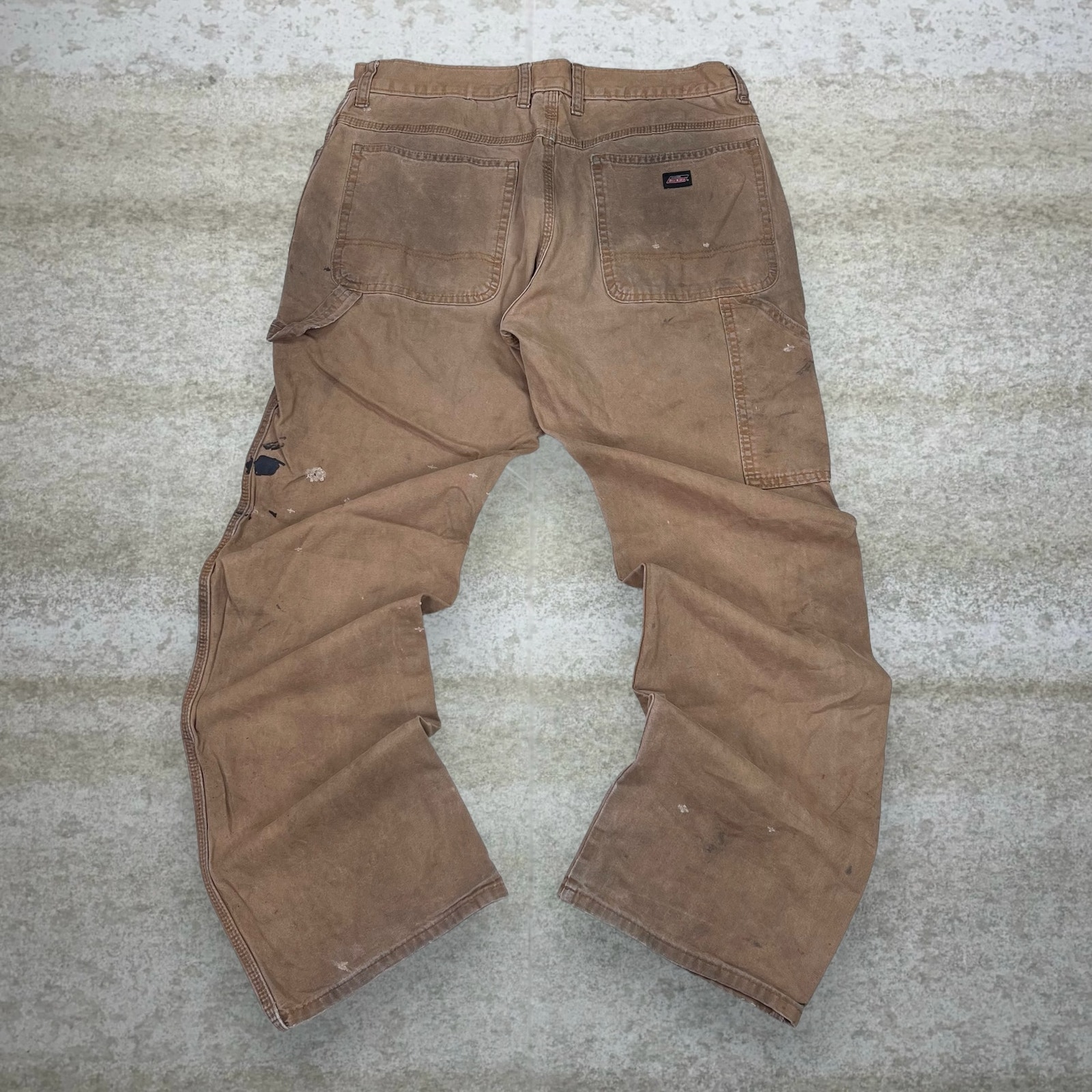 Vintage Dickies Carpenter Pants Camel Tan Canvas Baggy Fit Dungarees Work 90s