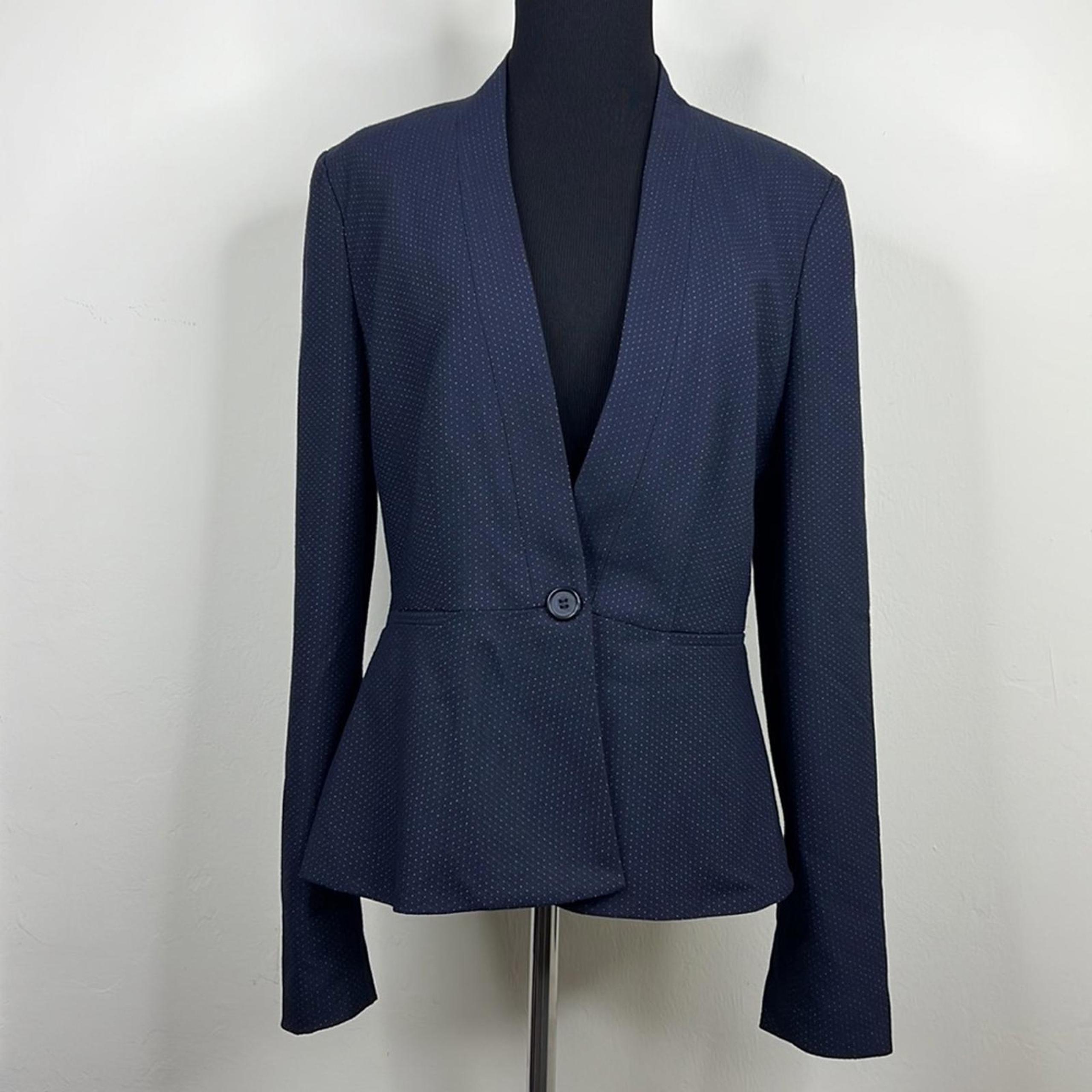 HALOGEN Navy White Dots Blazer Jacket 8