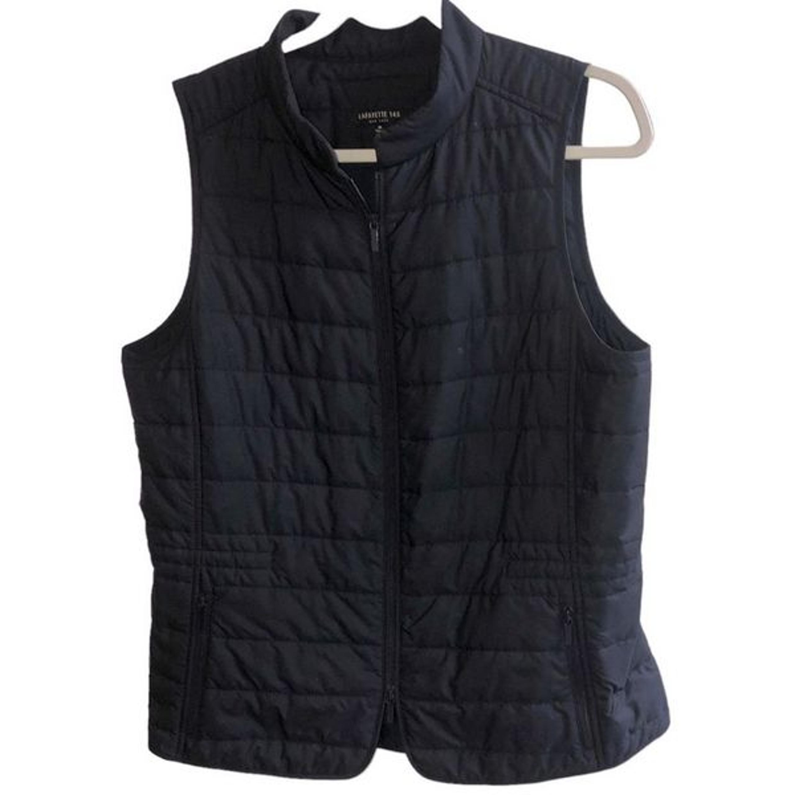 Lafayette 148 New York Women's Black Quilted Full Zip Vest Size Medium