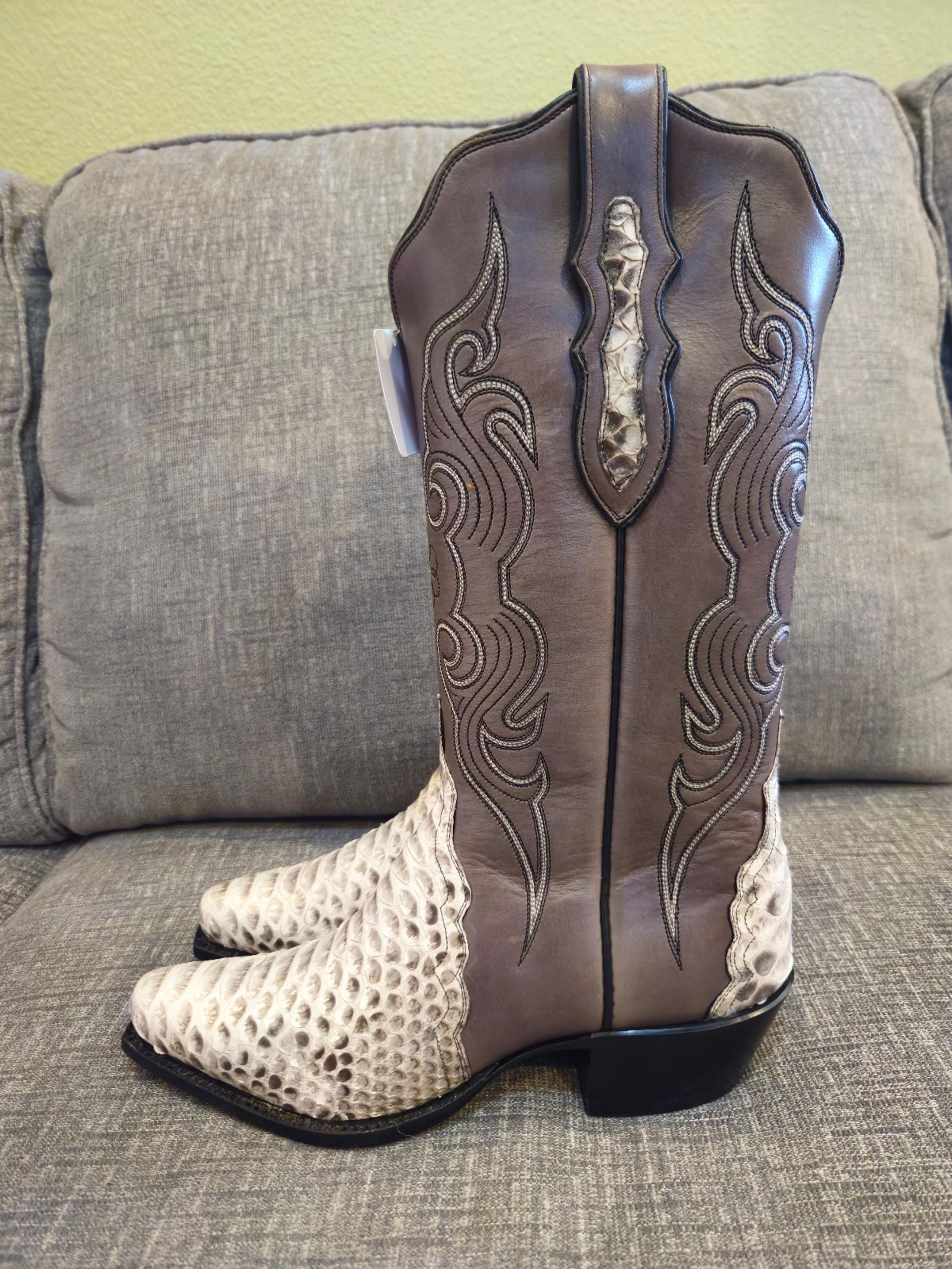 Tony Lama Exotic Python Tall Western Boots Snip Toe SG4025 Women's Size 8.5 B