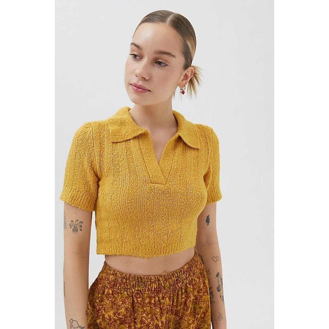 UO Andrea Collared Cropped Sweater