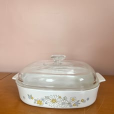 Vintage Corning Ware A-10-B Floral Bouquet Deep Square Casserole Dish W/ Lid